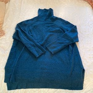 A New Day cowl neck tunic length blue sweater